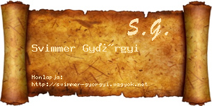 Svimmer Györgyi névjegykártya
